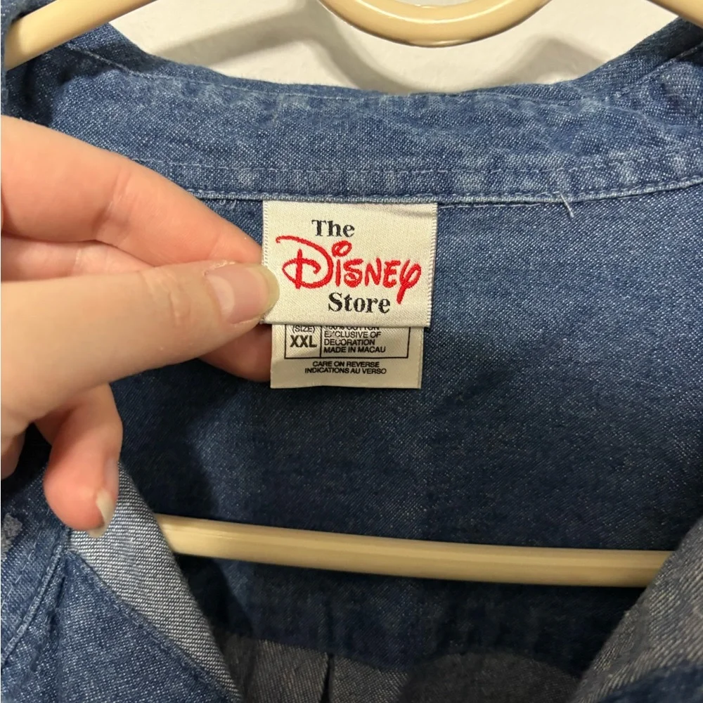 Disney Women's Blue Denim Shirt with Mickey and Minnie Embroidery XXL - Picture 4 of 10